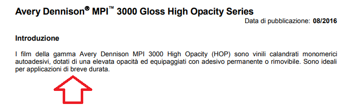 estratto scheda tecnica mpi 3000 hop per applicazioni di breve durata